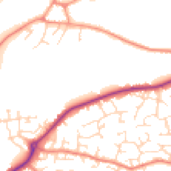 Daytime road noise heatmap for DE21 4TP