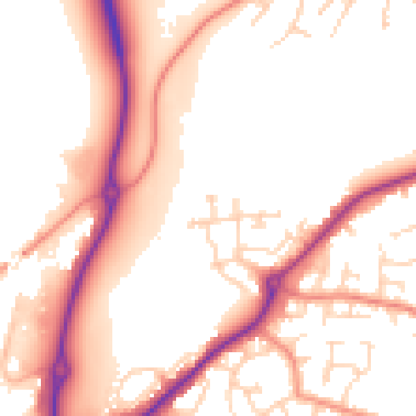Daytime road noise heatmap for DE21 4TU