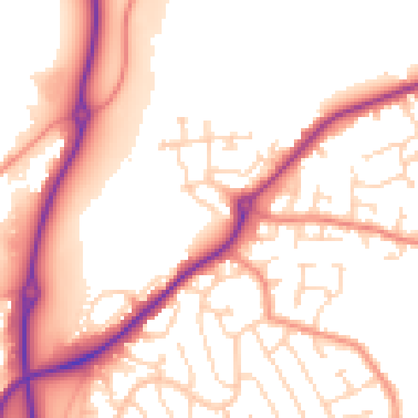 Daytime road noise heatmap for DE21 4UA