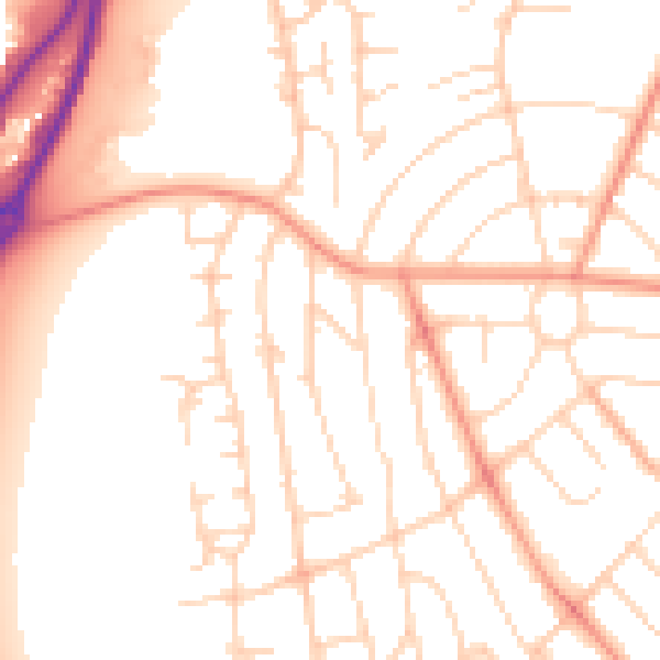 Daytime road noise heatmap for DE21 6EE