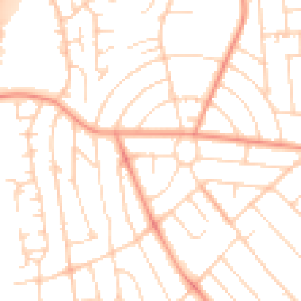 Daytime road noise heatmap for DE21 6GQ