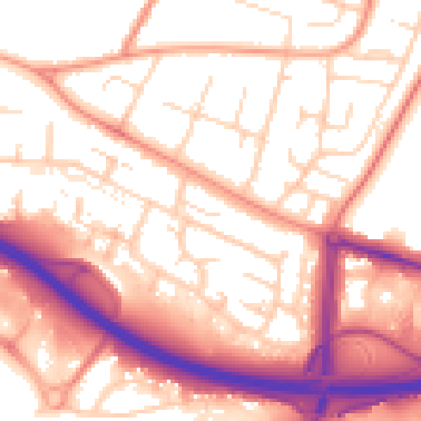 Daytime road noise heatmap for DE21 6SU