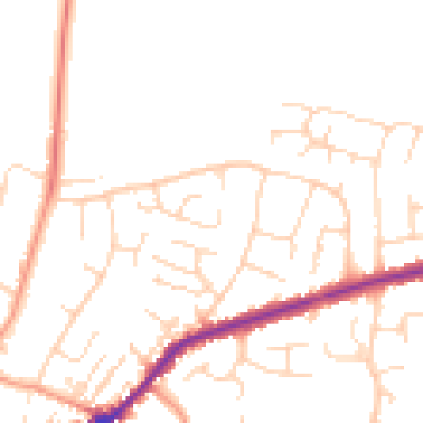Daytime road noise heatmap for DE21 7EN