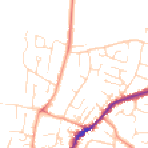Daytime road noise heatmap for DE21 7JD