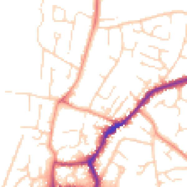 Daytime road noise heatmap for DE21 7JS