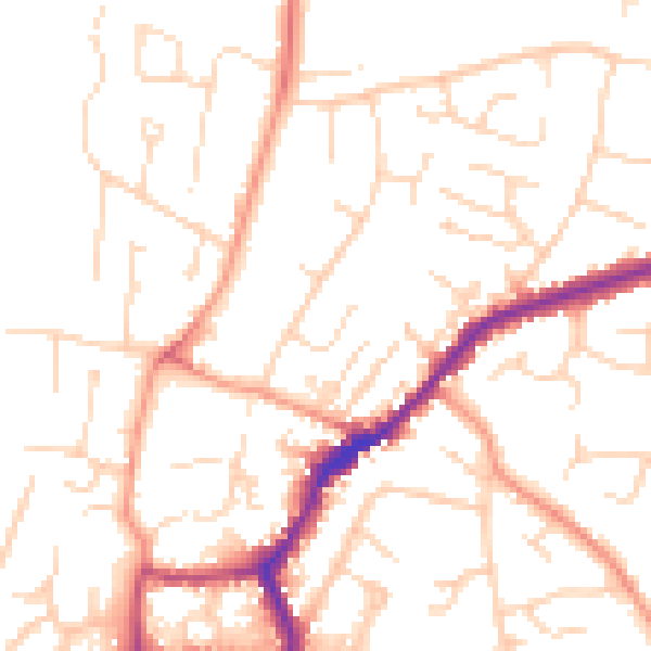 Daytime road noise heatmap for DE21 7LB