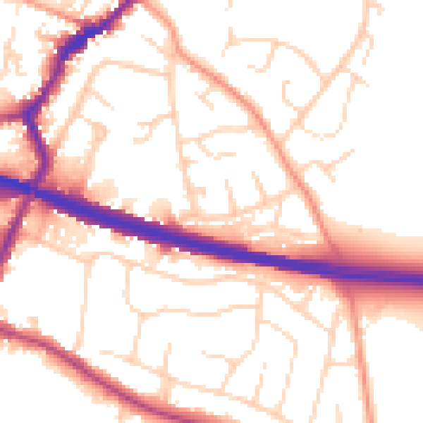 Daytime road noise heatmap for DE21 7NZ