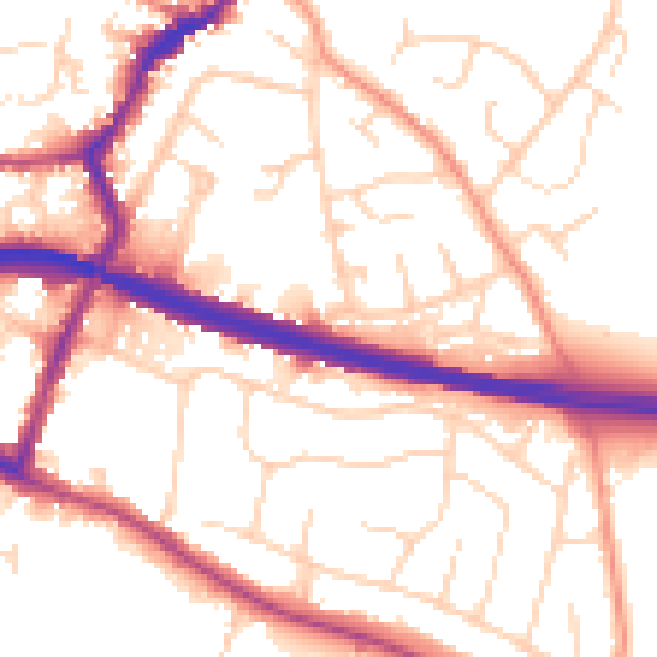Daytime road noise heatmap for DE21 7PA