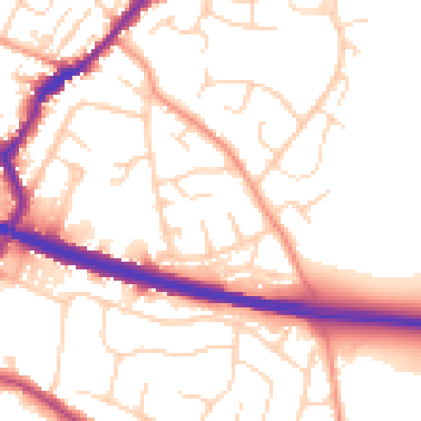Daytime road noise heatmap for DE21 7PD