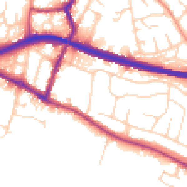 Daytime road noise heatmap for DE21 7PZ