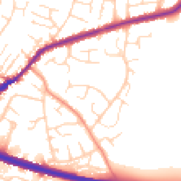 Daytime road noise heatmap for DE21 7QX