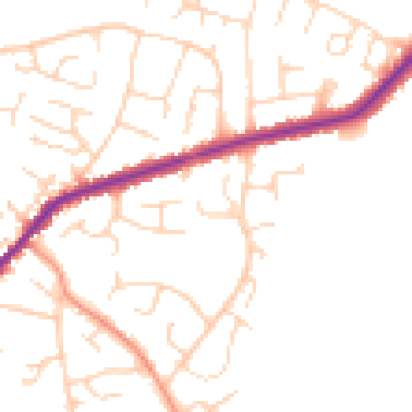 Daytime road noise heatmap for DE21 7RF