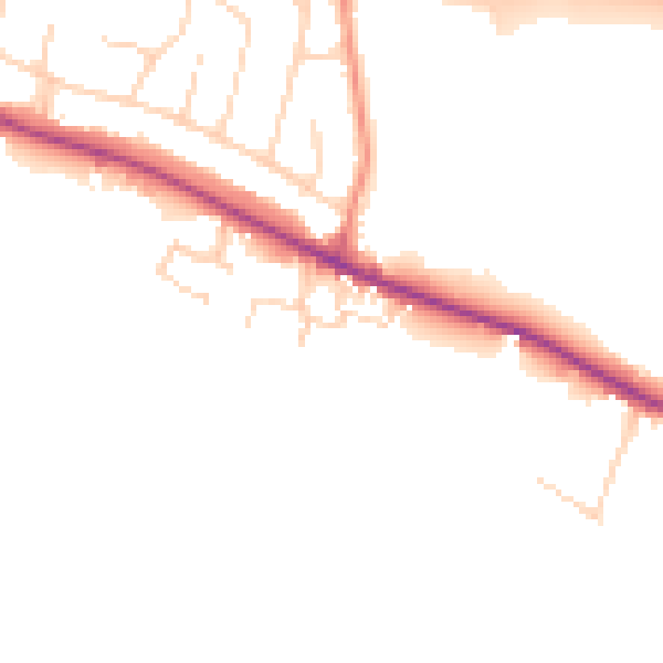 Daytime road noise heatmap for DE21 7TT