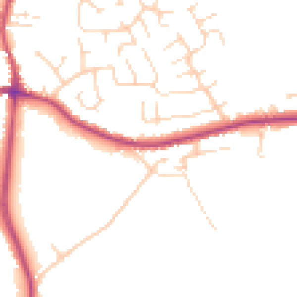Daytime road noise heatmap for DE55 1AQ