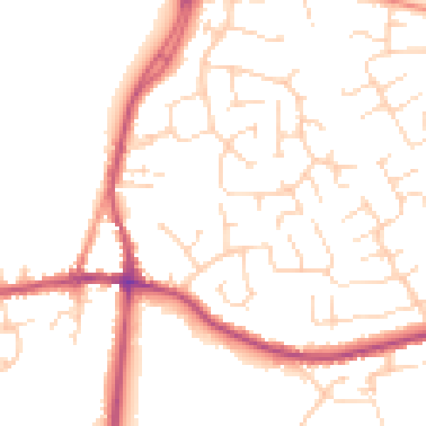 Daytime road noise heatmap for DE55 1BD