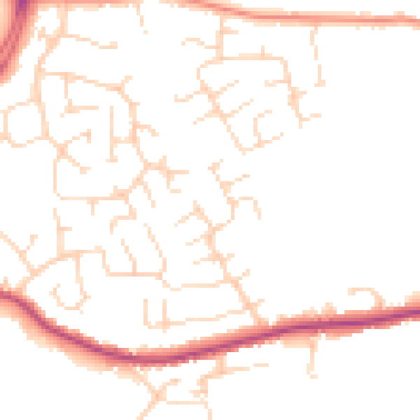 Daytime road noise heatmap for DE55 1DP