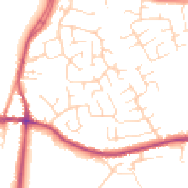 Daytime road noise heatmap for DE55 1HB