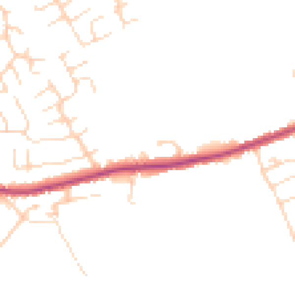Daytime road noise heatmap for DE55 1LQ