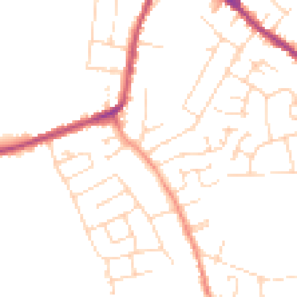 Daytime road noise heatmap for DE55 1LU