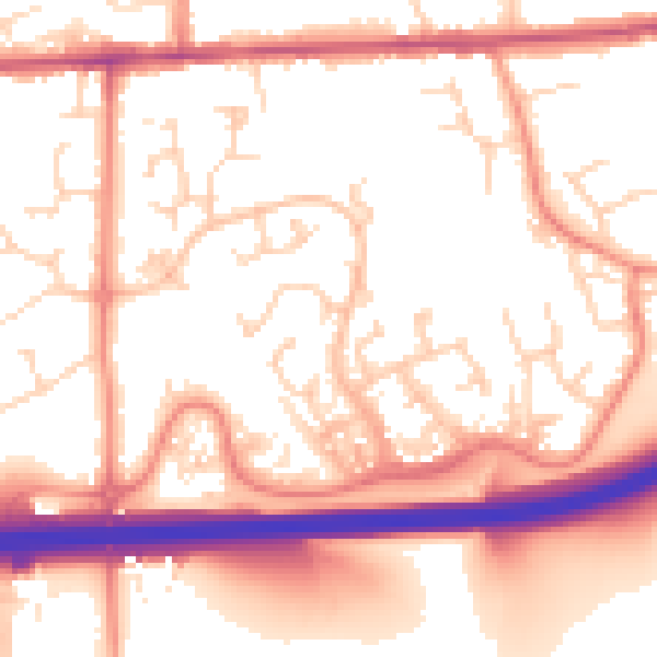 Daytime road noise heatmap for DE55 3NA