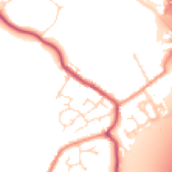 Daytime road noise heatmap for DE55 5TE
