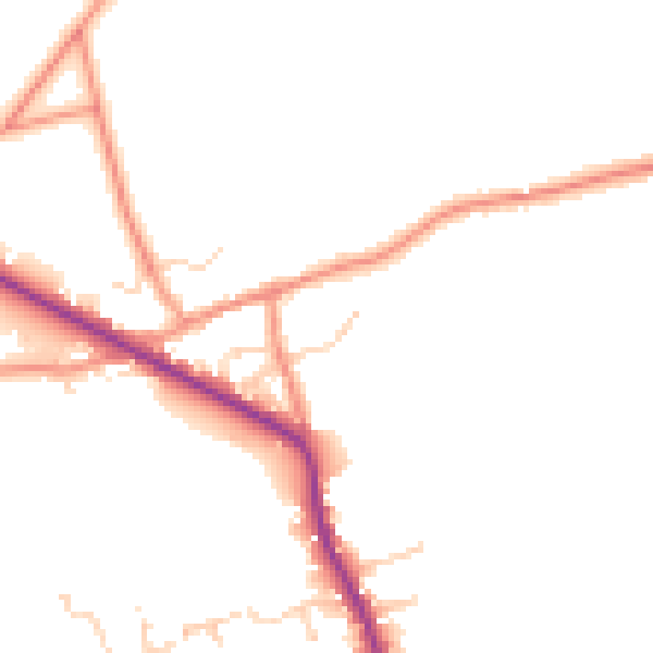 Daytime road noise heatmap for DE55 6LT