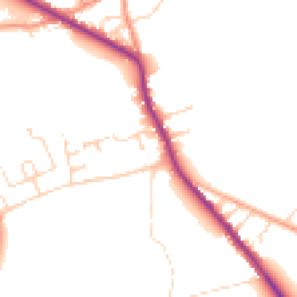 Daytime road noise heatmap for DE55 6NB