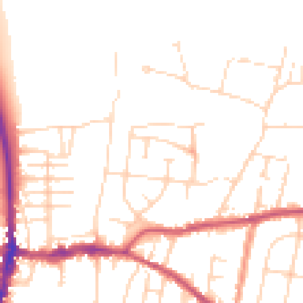 Daytime road noise heatmap for DE55 7ET