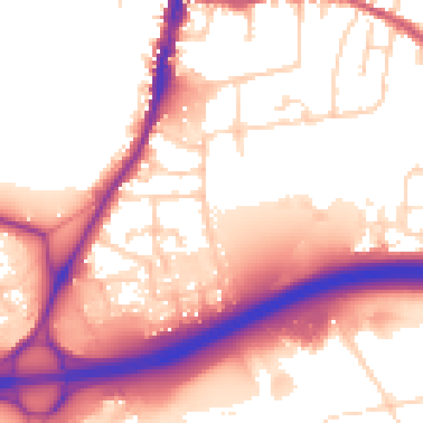 Daytime road noise heatmap for DE55 7JD