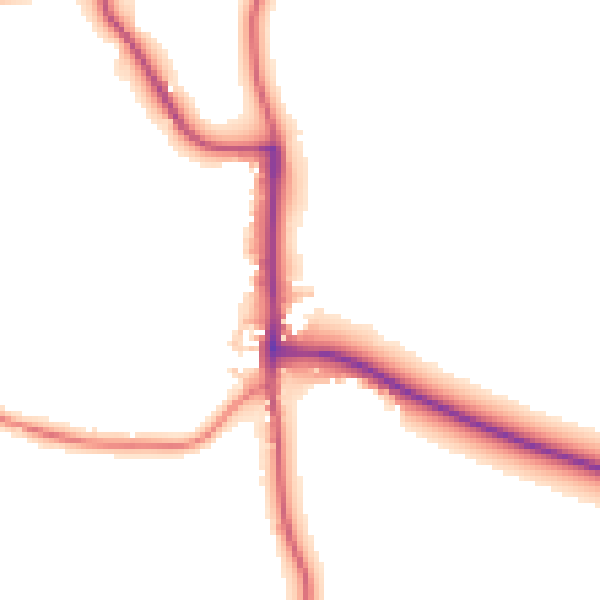 Daytime road noise heatmap for DE55 7NF