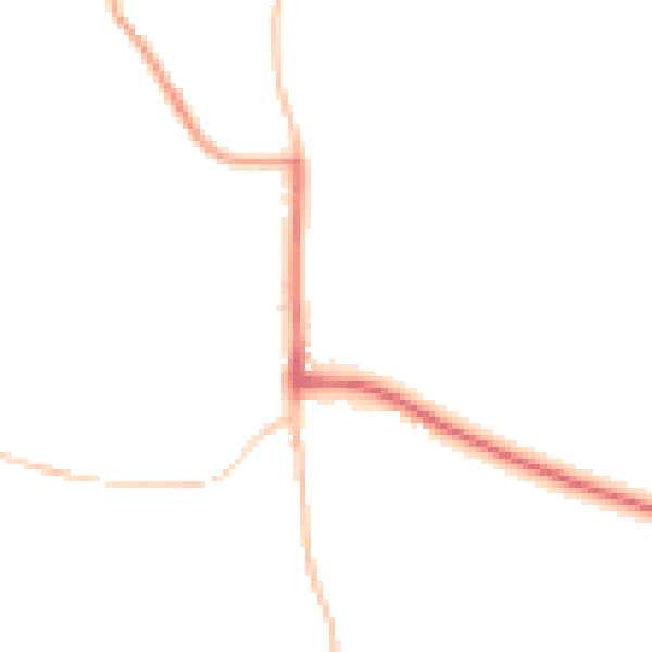 Night-time road noise heatmap for DE55 7NF