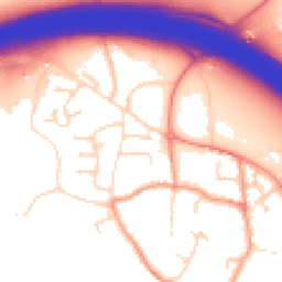 Daytime road noise heatmap for DE6 5LU