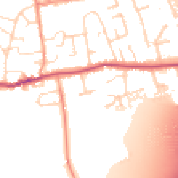 Daytime road noise heatmap for DE72 3EG