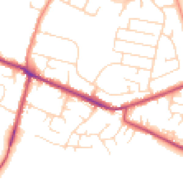 Daytime road noise heatmap for DE72 3FY