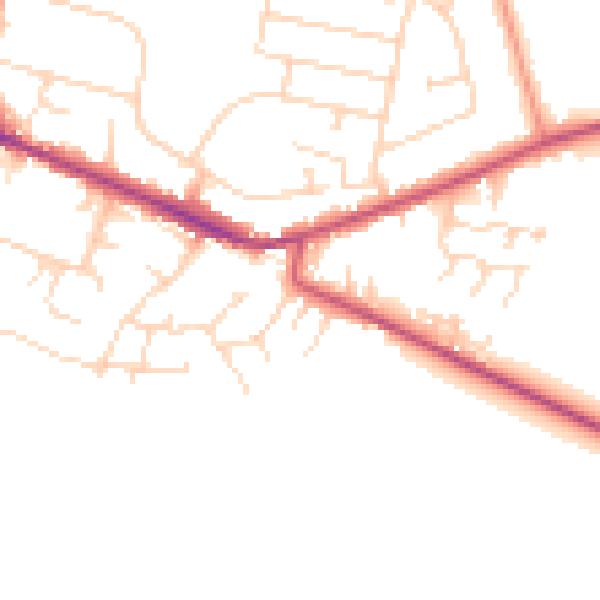 Daytime road noise heatmap for DE72 3GG
