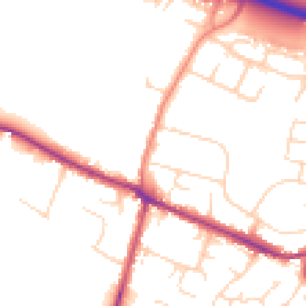 Daytime road noise heatmap for DE72 3HE