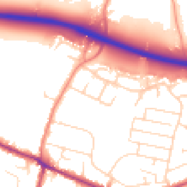 Daytime road noise heatmap for DE72 3HQ