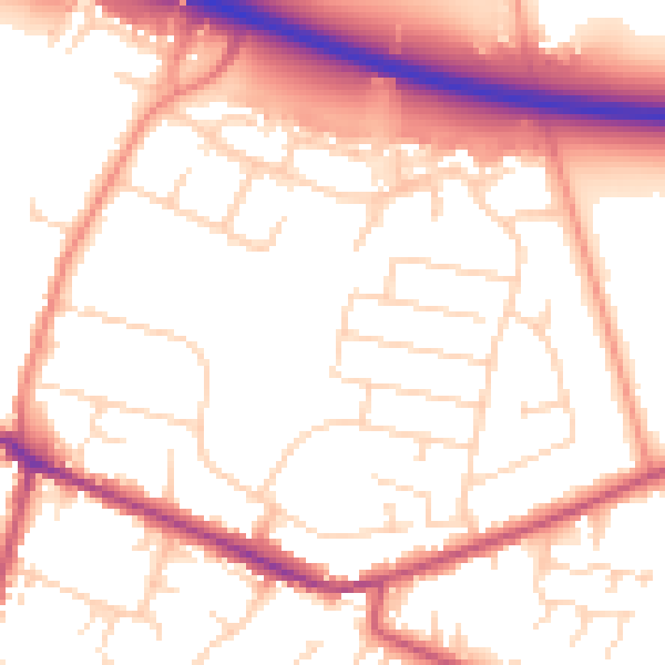 Daytime road noise heatmap for DE72 3JE