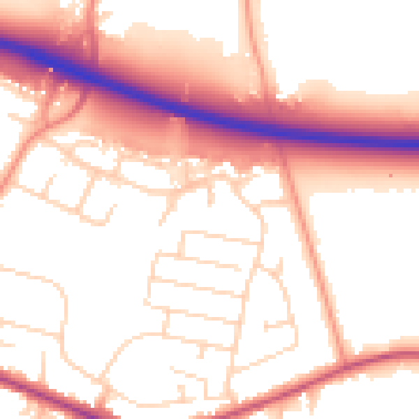Daytime road noise heatmap for DE72 3JJ