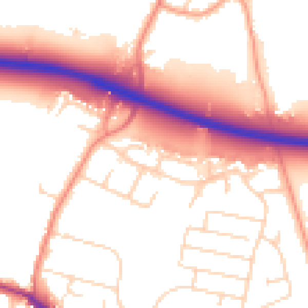 Daytime road noise heatmap for DE72 3JQ