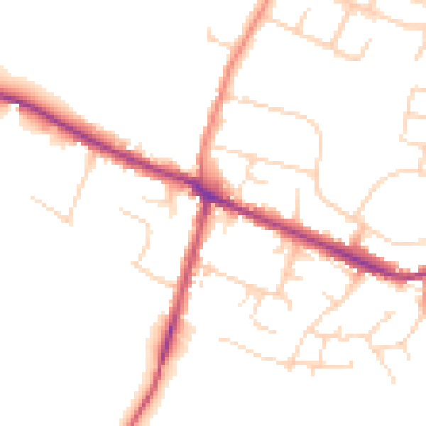 Daytime road noise heatmap for DE72 3LF