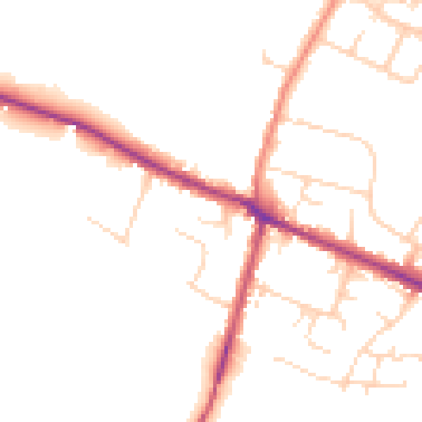 Daytime road noise heatmap for DE72 3LS