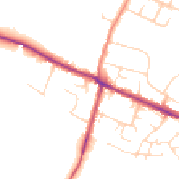 Daytime road noise heatmap for DE72 3LT