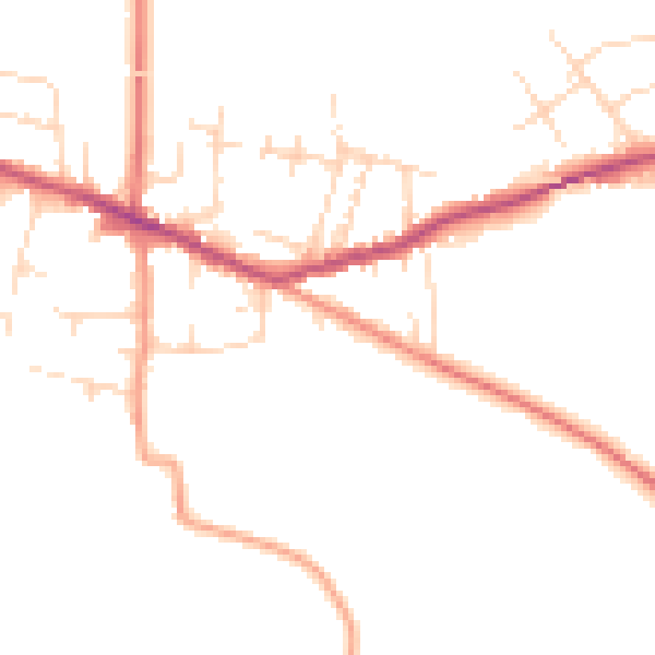 Daytime road noise heatmap for DE72 3QY