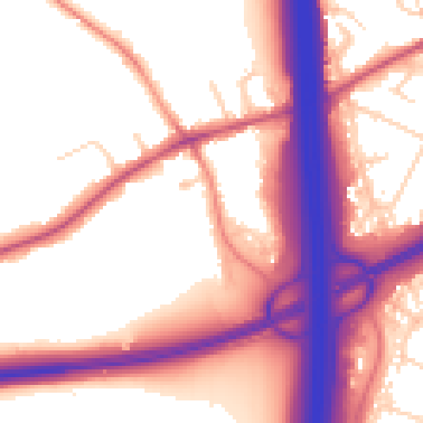 Daytime road noise heatmap for DE72 3SX