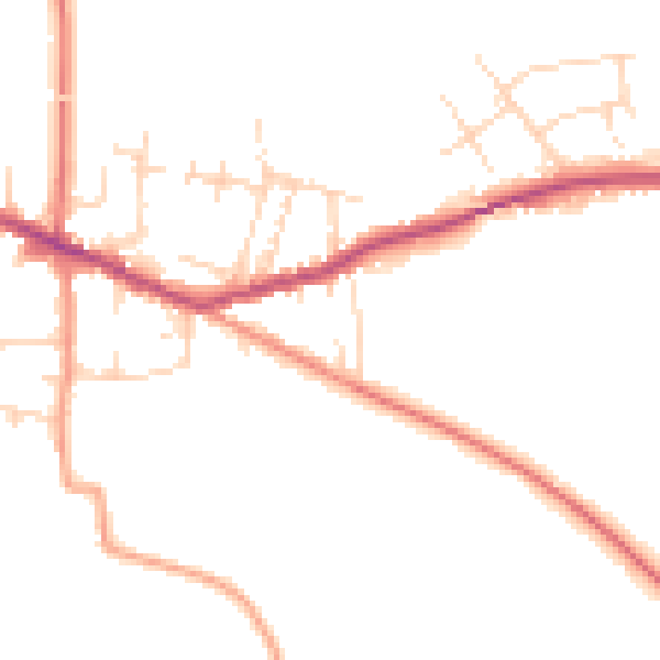 Daytime road noise heatmap for DE72 3TZ