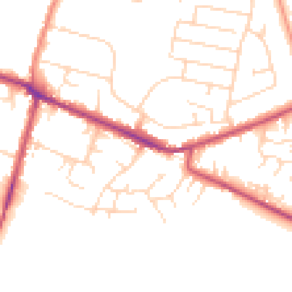 Daytime road noise heatmap for DE72 3XF
