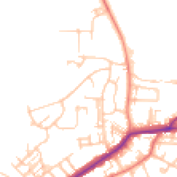 Daytime road noise heatmap for DL12 8DY