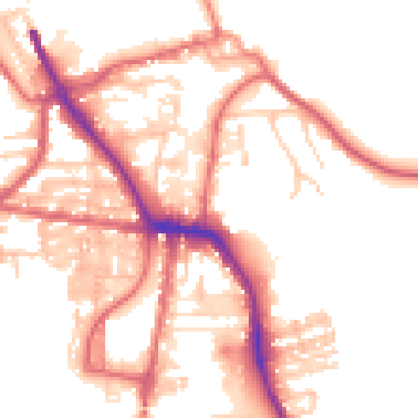 Daytime road noise heatmap for DL14 7JN