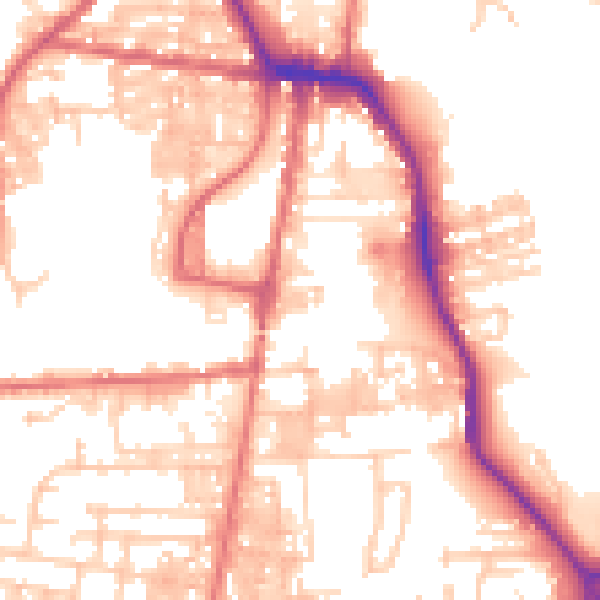Daytime road noise heatmap for DL14 7TD